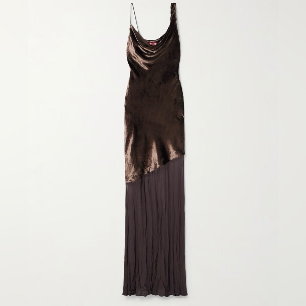STAUD Beaton Dress, Brown Velvet - Picture 3 of 6